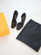 Fendi Dark Brown Contrast Stitch Leather D'Orsay Peep-Toe High Heels (US 8.5)