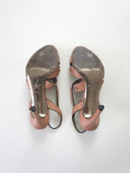 Valentino Garavani Blush Pink Crystal Rhinestones Leather Strappy Slingback Peep-Toe High Heels (US 6.5 / US 7)