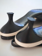 Salvatore Ferragamo Black White Mary Jane Strappy Leather Slingback Closed-Toe Kitten Heels (US 7 / US 7.5)