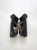 Gucci Black Leather Buckle Silver Heel Peep-Toe High Heels (US 6)