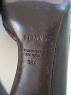 Fendi Dark Brown Contrast Stitch Leather D'Orsay Peep-Toe High Heels (US 8.5)