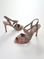 Valentino Garavani Blush Pink Crystal Rhinestones Leather Strappy Slingback Peep-Toe High Heels (US 6.5 / US 7)