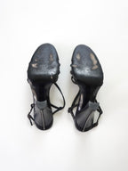 Fendi Black Leather Studded Strappy Slingback Round Closed-Toe Block High Heels (US 5.5 / US 6)