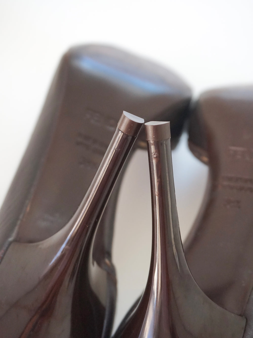 Fendi Dark Brown Contrast Stitch Leather D'Orsay Peep-Toe High Heels (US 8.5)