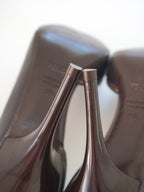 Fendi Dark Brown Contrast Stitch Leather D'Orsay Peep-Toe High Heels (US 8.5)