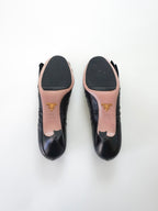Prada Black Leather Bow Detail Round Closed-Toe Mid Heels (US 6)