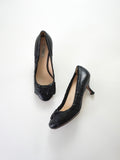 Prada Black Leather Bow Detail Round Closed-Toe Mid Heels (US 6)