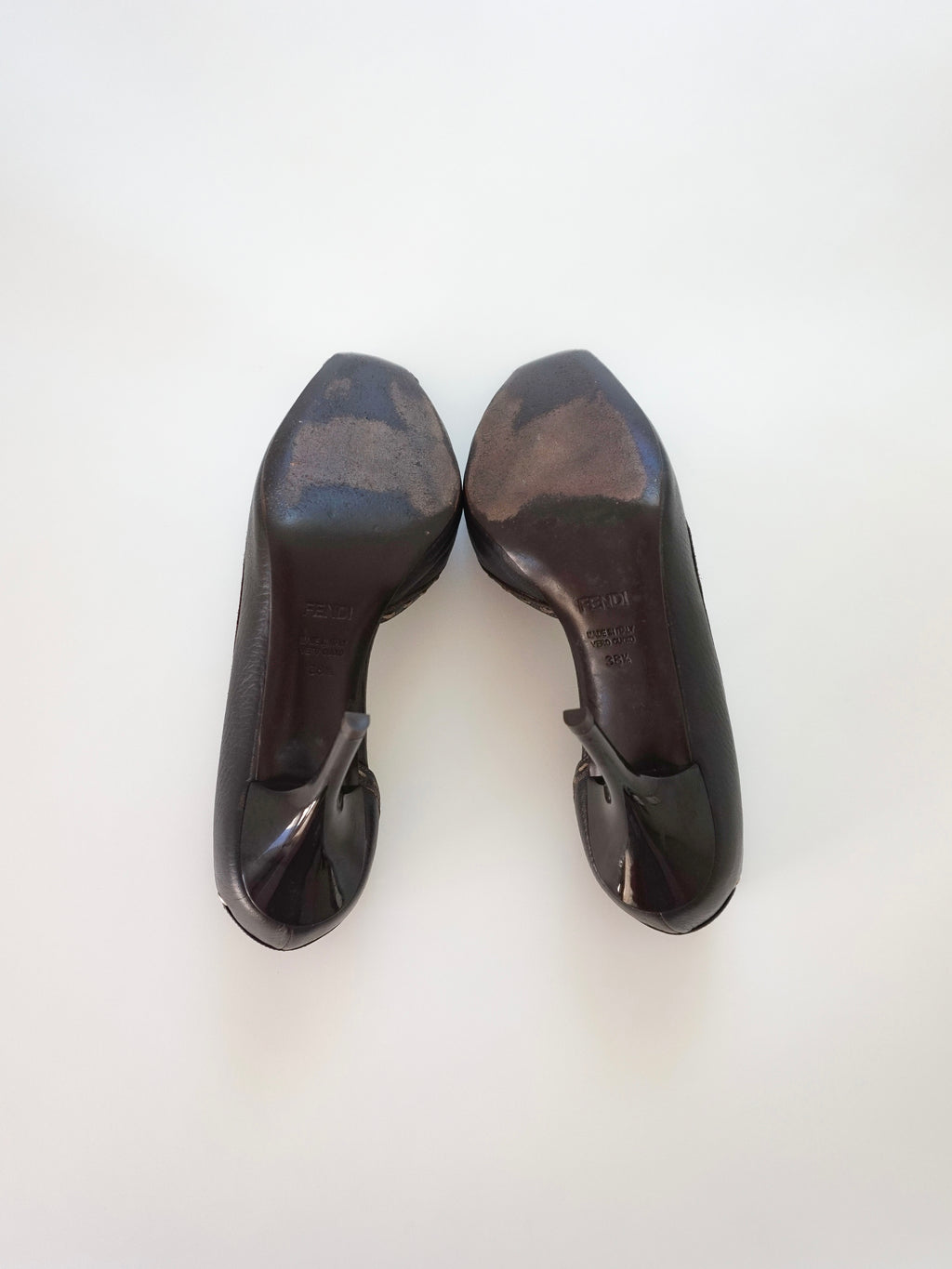 Fendi Dark Brown Contrast Stitch Leather D'Orsay Peep-Toe High Heels (US 8.5)